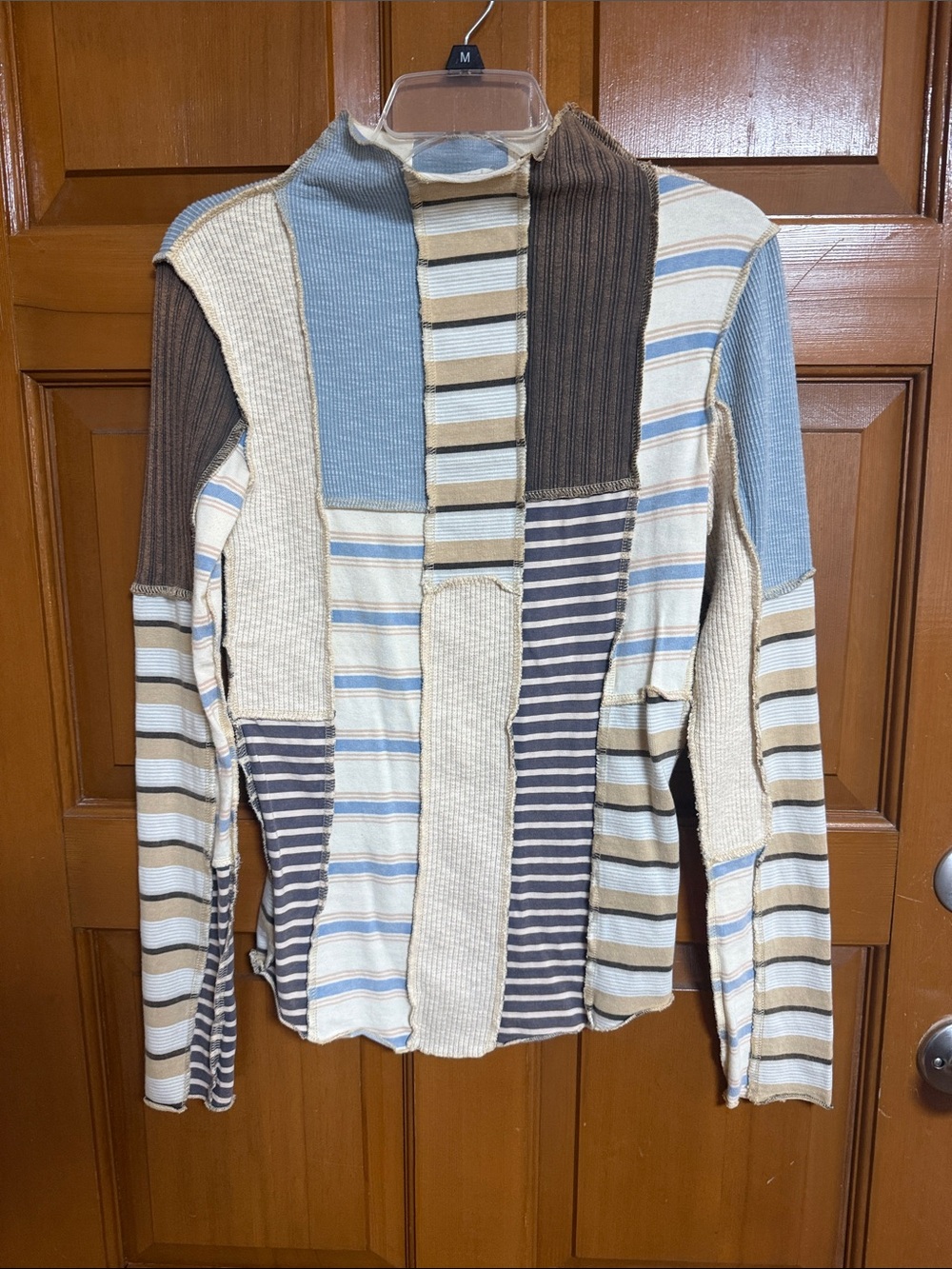 Oli & Hali Patchwork Striped Tunic - Blue, Cream & Brown
